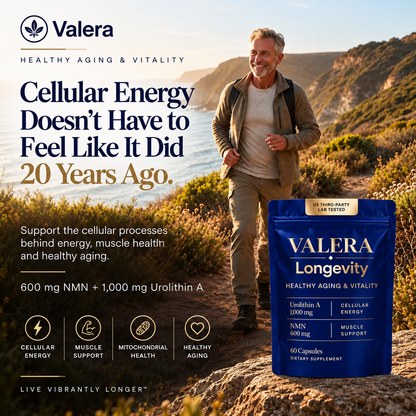 Valera Longevity NMN 600 mg and Urolithin A 1,000 mg Vegan Capsules, 60 Count