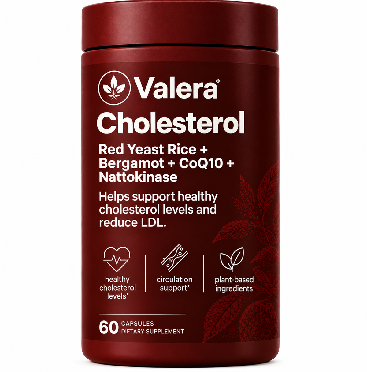 Valera Cholesterol Red Yeast Rice + Citrus Bergamot Dietary Supplement Veggie Capsules