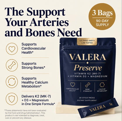 Valera Preserve (Vitamin K2 as MK-7 + Vitamin D3 + Magnesium)