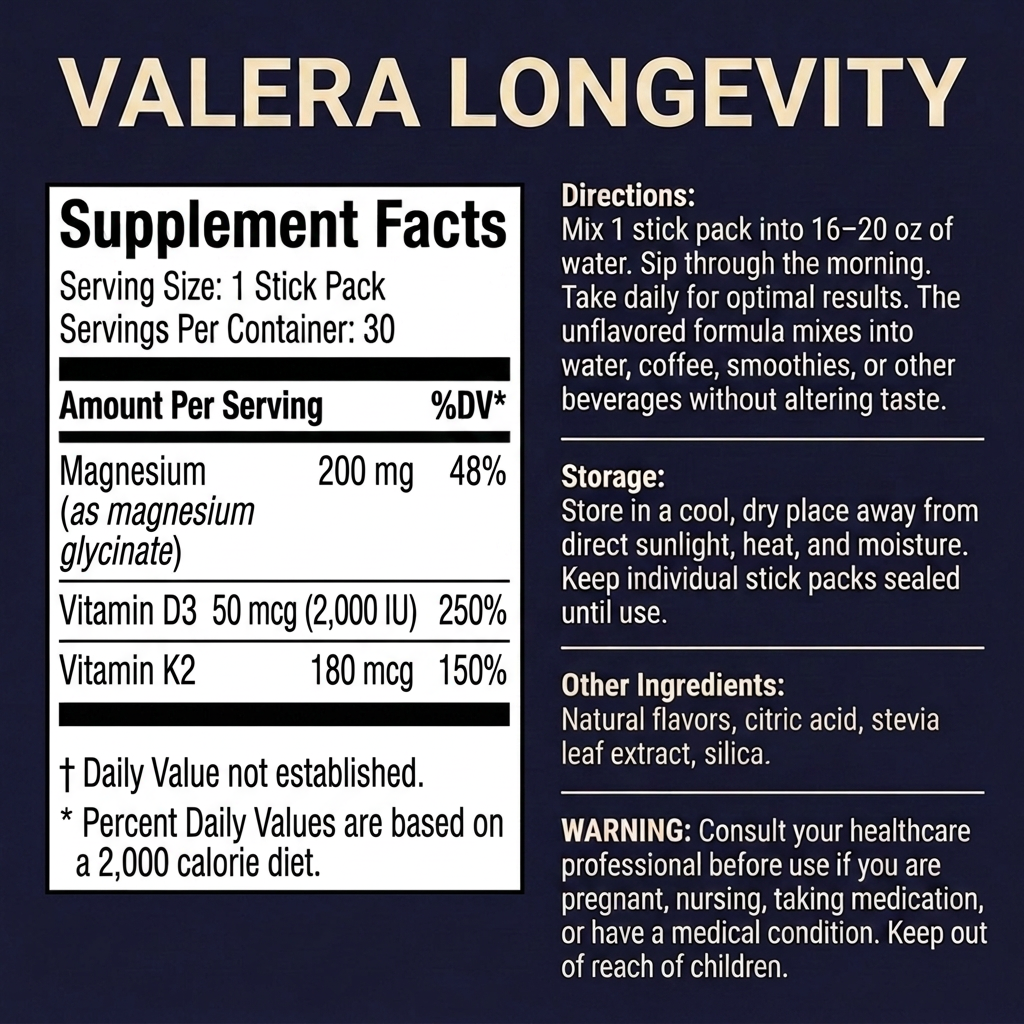 Valera Longevity (Vitamin K2 as MK-7 + Vitamin D3 + Magnesium)