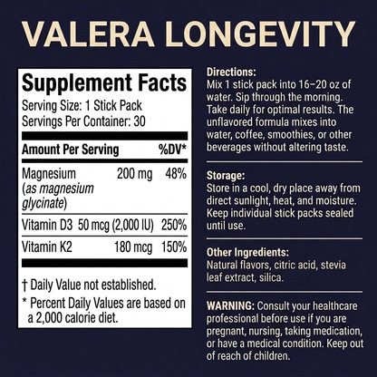 Valera Longevity (Vitamin K2 as MK-7 + Vitamin D3 + Magnesium)